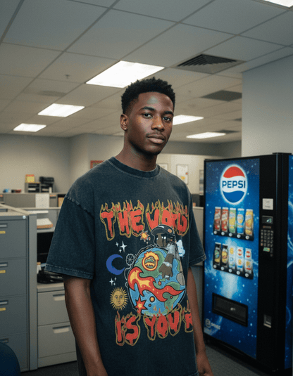 The World is Yours Acid Wash Oversize T-Shirt by Shop FNDMNTLS - Tshirts, ,