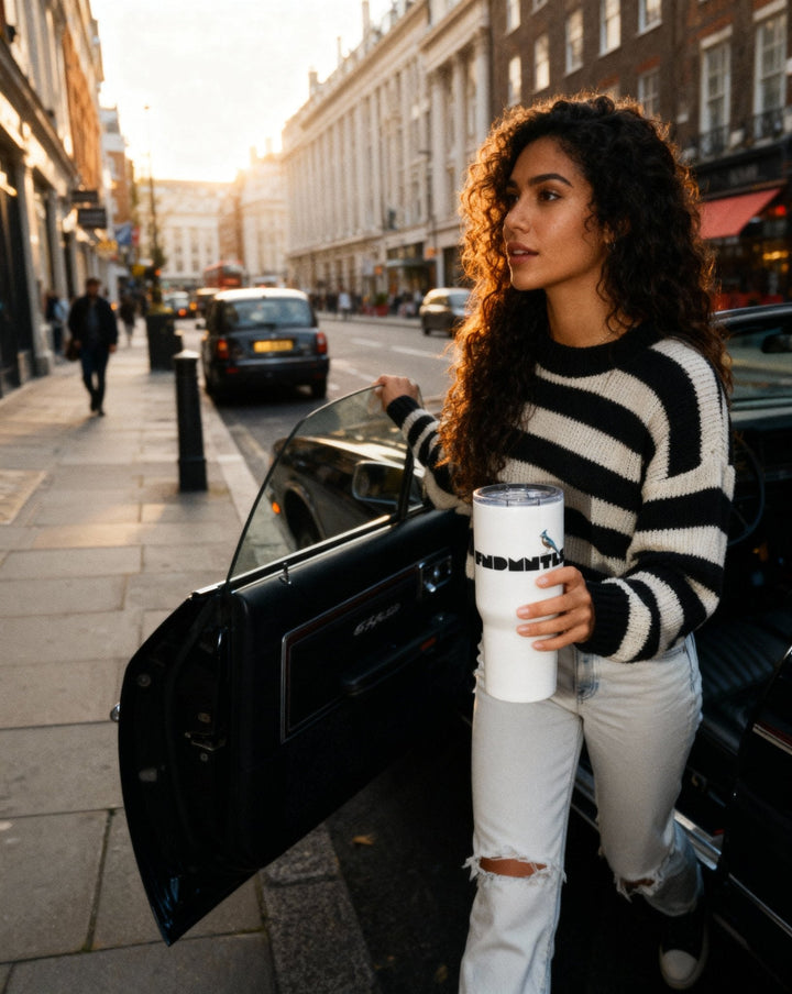 Travel Mug with handle : Keep your drinks handy on the go! by Shop FNDMNTLS - travel mug, dishwasher safe mug, FNDMNTLS