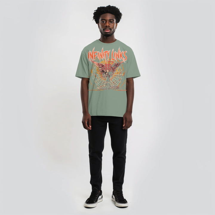 Web of Life Oversize Snow Washed T-Shirt by Shop FNDMNTLS - Tshirts, 100% Cotton, Casual Fashion